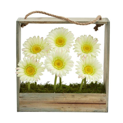 Gerber Daisy Garden Artificial Arrangement in Hanging Frame