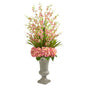 Cherry Blossom & Hydrangeas Artificial Arrangement in Urn
