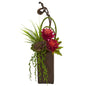Tropical & Succulent Artificial Arrangement in Brown Vase