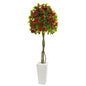 6'Bougainvillea Artificial Tree in White Tower Planter