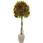 5.5'Bougainvillea Topiary Artificial Tree in Sand Colored Planter