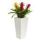 Triple Bromeliad Artificial Plant in White Tower Planter