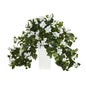 Bougainvillea Artificial Plant in White Tower Planter