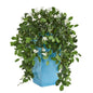 28" Stephanotis Artificial Plant in Turquoise Planter