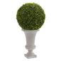 28" Boxwood Ball Topiary Artificial Plant in Urn (Indoor/Outdoor)