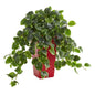 Pothos Artificial Plant in Red Planter UV Resistant (Indoor/Outdoor)