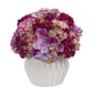 12" Hydrangea Artificial Plant in White Vase
