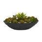 Agave & Succulent Garden Artificial Plant in Black Planter
