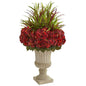 43" Hydrangea and Grass Artificial Plant in Stone Urn