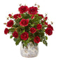 21" Garden Rose Artificial Plant in Decorative Vase
