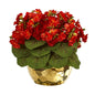 Violet Artificial Plant in Gold Vase