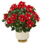 22" Hibiscus Artificial Plant in White Bowl