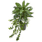 35" Silver King, Ivy and Daisy Artificial Plant in Decorative Planter