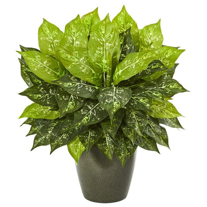 20" Dieffenbachia Artificial Plant in Green Planter