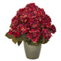 23" Fall Hydrangea Artificial Plant in Green Planter