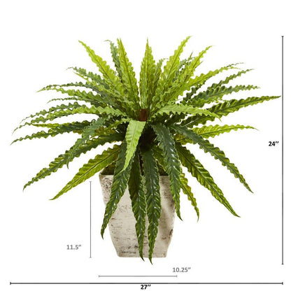 24" Asplenium Artificial Plant in Country White Planter