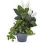 39" Spathifyllum and Nepthytis Artificial Plant in Gray Planter