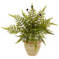 18" Fern Artificial Plant in Ceramic Planter