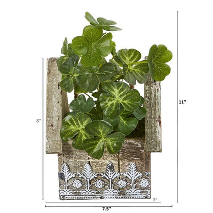 11" Clover Artificial Plant in Hanging Floral Design House Planter