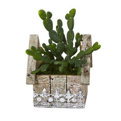 10" Cactus Succulent Artificial Plant in Hanging Floral Design House Planter
