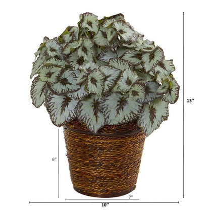 13" Begonia Artificial Plant in Basket