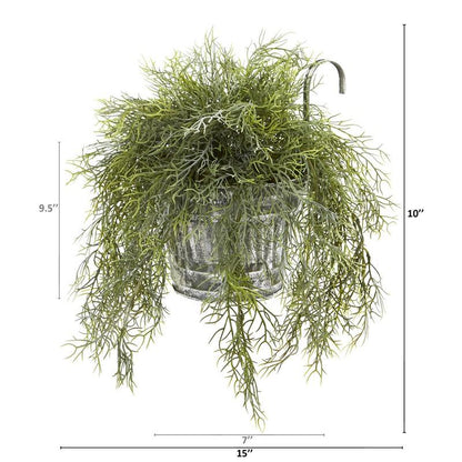 10" Tillandsia Moss Artificial Plant in Vintage Hanging Metal Pail