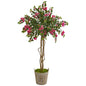6'Bougainvillea Artificial Tree in Farmhouse Planter