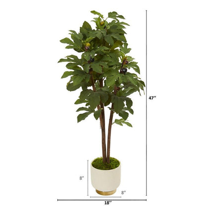 47" Fig Artificial Tree in White Bowl