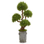 50" Triple Ball Boxwood Artificial Topiary Tree in Metal Planter