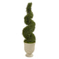 4.5'Rosemary Spiral Topiary Artificial Tree in Urn (Indoor/Outdoor)
