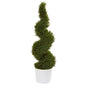 50" Rosemary Spiral Topiary Artificial Tree in White Planter (Indoor/Outdoor)
