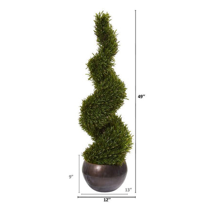 49" Rosemary Spiral Topiary Artificial Tree in Bowl (Indoor/Outdoor)