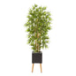 82" Bamboo Artificial Tree in Black Planter with Stand