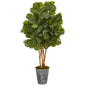 55" Fiddle Leaf Fig Artificial Tree in Decorative Tin Planter