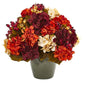 20" Autumn Hydrangea Artificial Arrangement in Green Vase