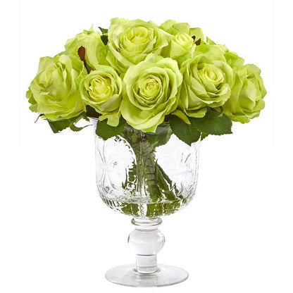 Rose Artificial Arrangement in Royal Glass Urn