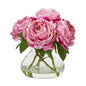 Peony Artificial Arrangement in Glass Vase