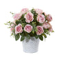 16" Rose and Eucalyptus Artificial Arrangement in Tin Vase