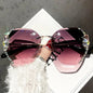 Vintage Rimless Rhinestone Sunglasses | UV Protection Luxury Shades
